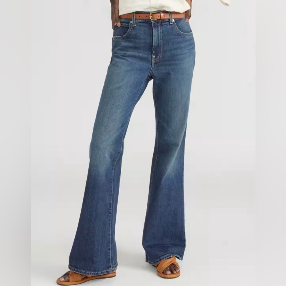 Everlane High Rise Flare Jeans Women Size 32x32 Medium Wash 5 Pocket NWT
